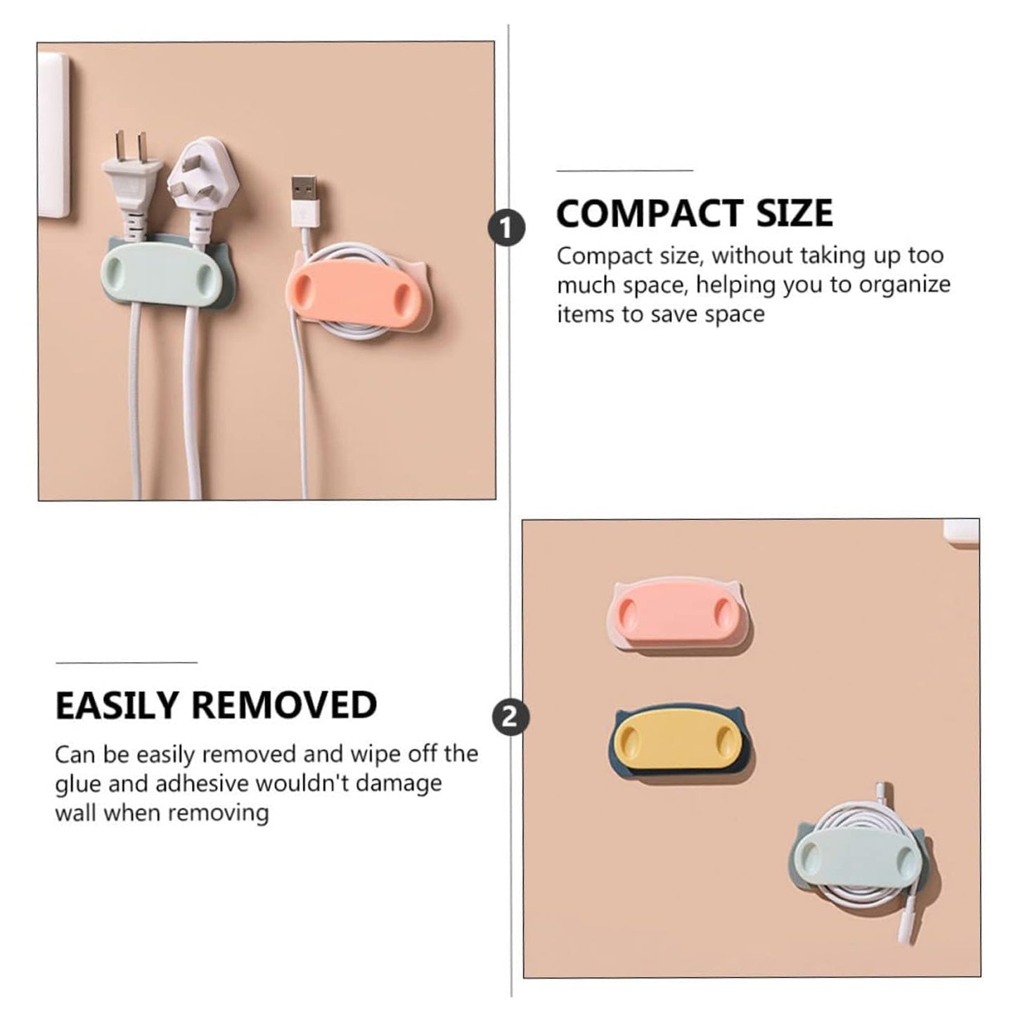 Pig Plug Wire Organizer Cable Holder Clips With Self-adhesive Pad (4 Pcs Set) - LootFaat