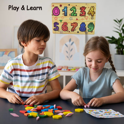 Wooden Number Puzzle - Educational Learning Board for Toddlers - second image