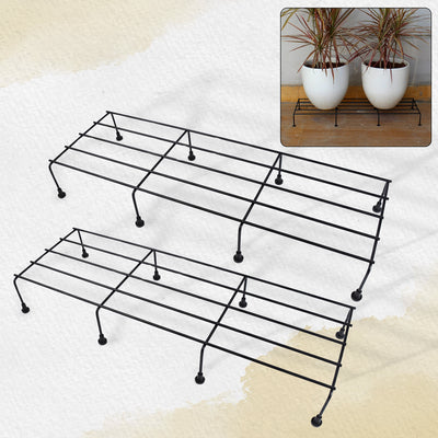 Metal Rectangle Plant Stand - Balcony Garden Decor (60x20cm, 2 Pcs)