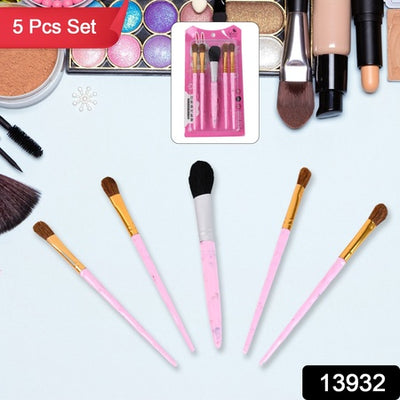 5-Piece Makeup Brush Set - Essential Beauty Tools, Mixed Colors