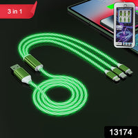 3 In 1 Charging Cable Light Up Fast Charger Multi Charging Cable (1 Pc) - LootFaat
