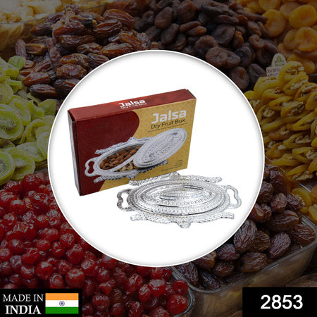 Plastic Peacock Dry Fruit Silver Finish Serving Tray - LootFaat
