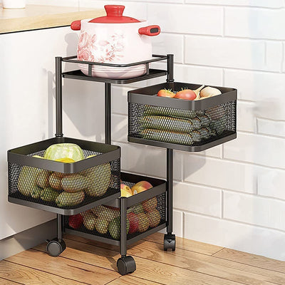 Metal High Qaulity Kitchen Trolley Kitchen Organizer Items And Kitchen Accessories Items For Kitchen Rack Square Design For Fruits  Vegetable Onion Storage Kitchen Trolley With Wheels (4 Layer  3 Layer) - second image