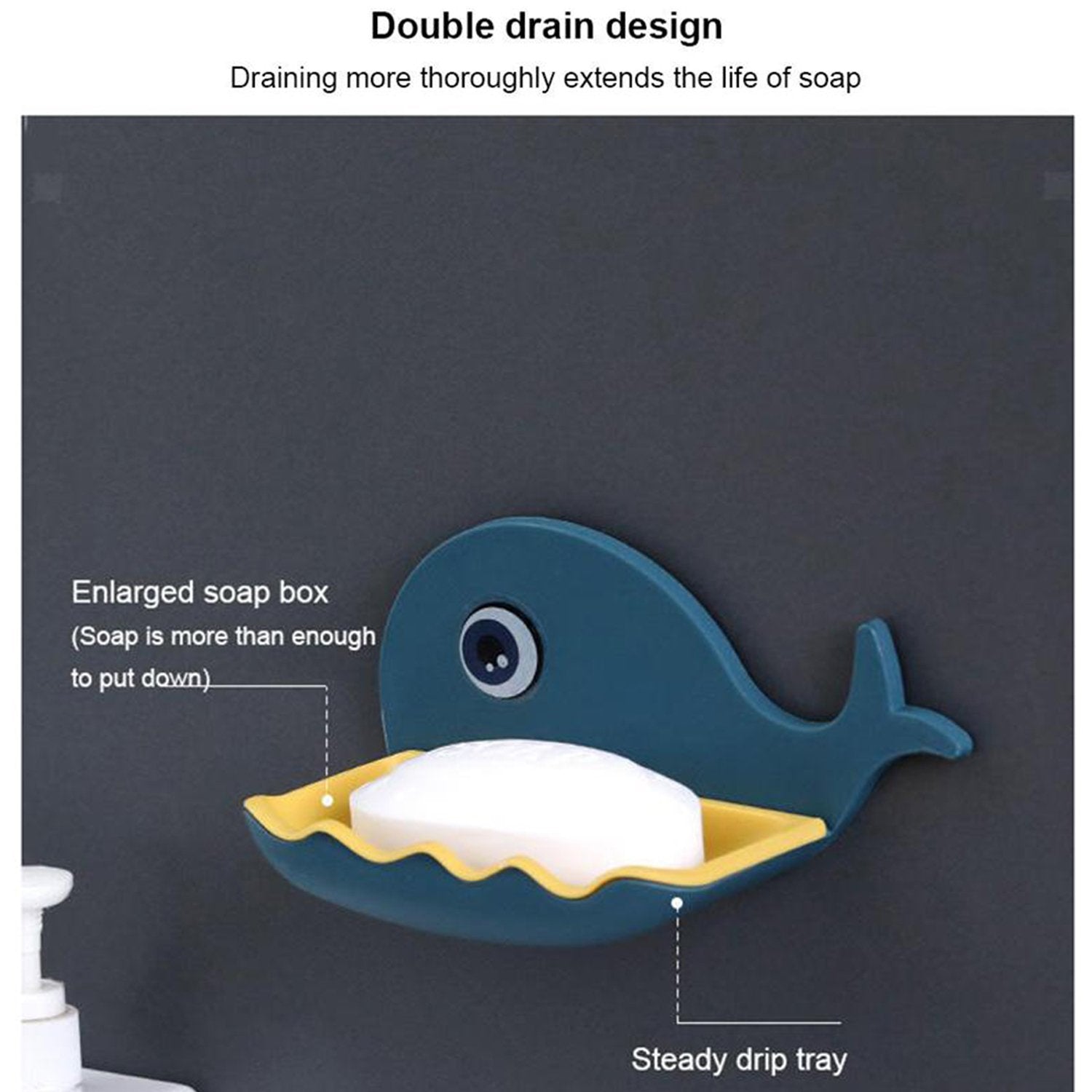 Fish Shape Double Layer Adhesive Waterproof Wall Mounted Soap Bar Holder Stand Rack For Bathroom Shower Wall Kitchen - LootFaat