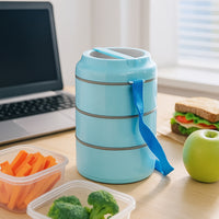 3 Layer Insulated Lunch Box Set With Handle  Strap - (Set)