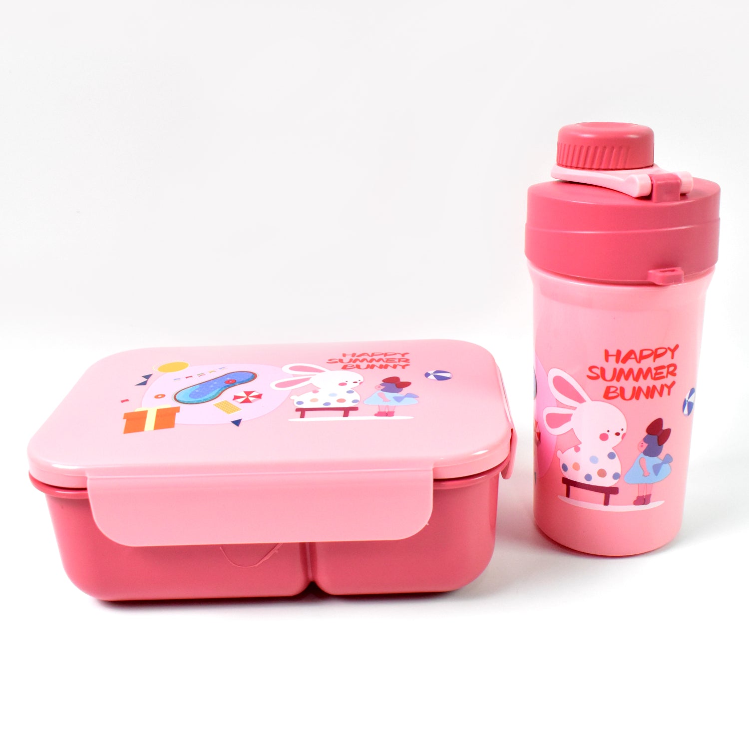 Plastic Lunch Box Leak Proof 2 Compartment With Bottle And Fork (1 Set  Mix Color) - LootFaat
