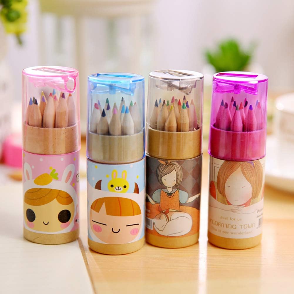 12 Colouring Pencils Kids Set Pencils Sharpener Mini Drawing Colored Pencils With Sharpener Kawaii Manual Pencil Cutter Coloring Pencil Accessory School Supplies For Kid Artists Writing Sketching - LootFaat