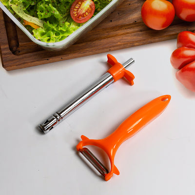 2 In 1 Kitchen Combo Lighter Stainless Steel Durable Gas Lighter With Vegetable Cutter Peeler For Kitchen Steel Gas Lighter (2 Pc Set)