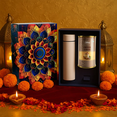Coffee Almonds Gift Set with Bottle - Golden Festive Hamper (2 Pcs)