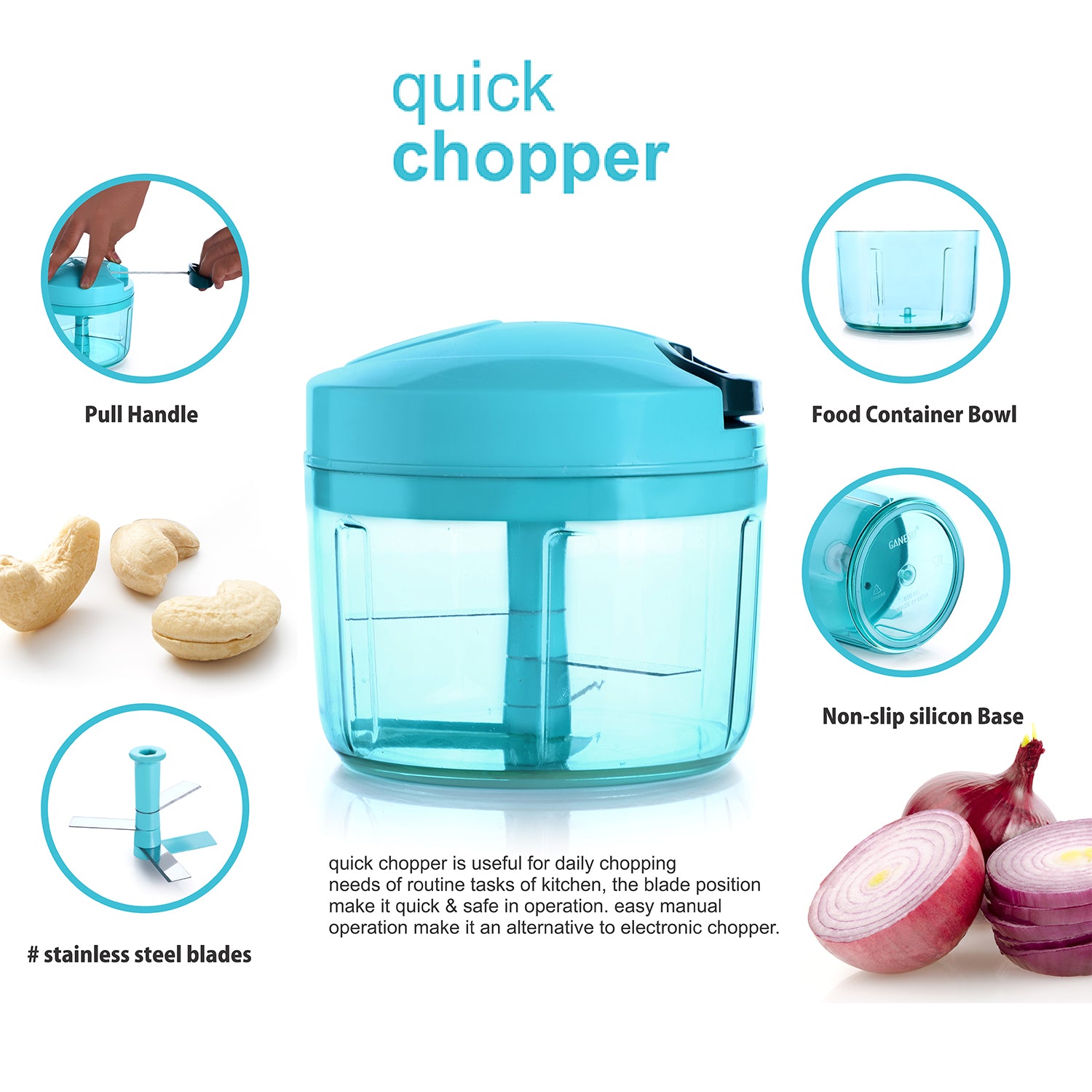 Ganesh Quick Vegetable Chopper  (1 Unit Chopper)(725 Ml) - LootFaat