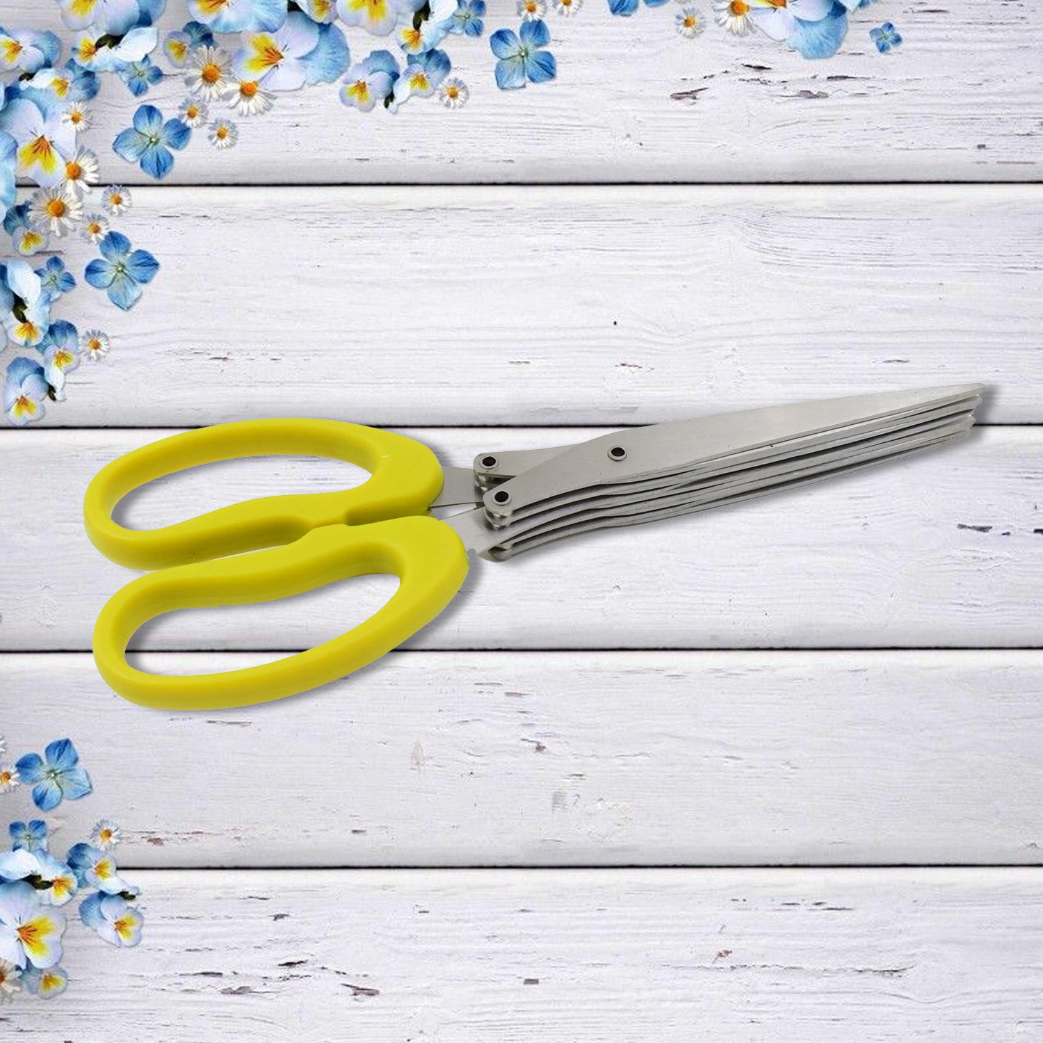 Multifunction Vegetable Stainless Steel Herbs Scissor With 5 Blades (1 Pc) - LootFaat