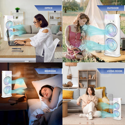 Electric Fan Desktop Double-head Powerful Air Cooler (1 Pc  With Remote) - second image