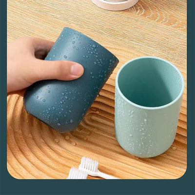 Wall Mount Toothbrush Holder with 2 Cups - Self Adhesive Bathroom Organizer - second image