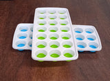 21 Cavity Pop Up Ice Cube Trays-Easy Release, Flexible Silicone Bottom - Stackable, BPA Free, Food Grade - for Convenient Freezer Ice Making (2 Pc Set)