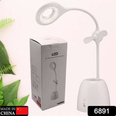 Rechargeable LED, LED Desk Lamp with Pen Container Fan, Interior Lighting for Study, Children's Room, Bedroom or Office, Perfect for Emergency, Study, Reading and Home USB Cable Included - second image