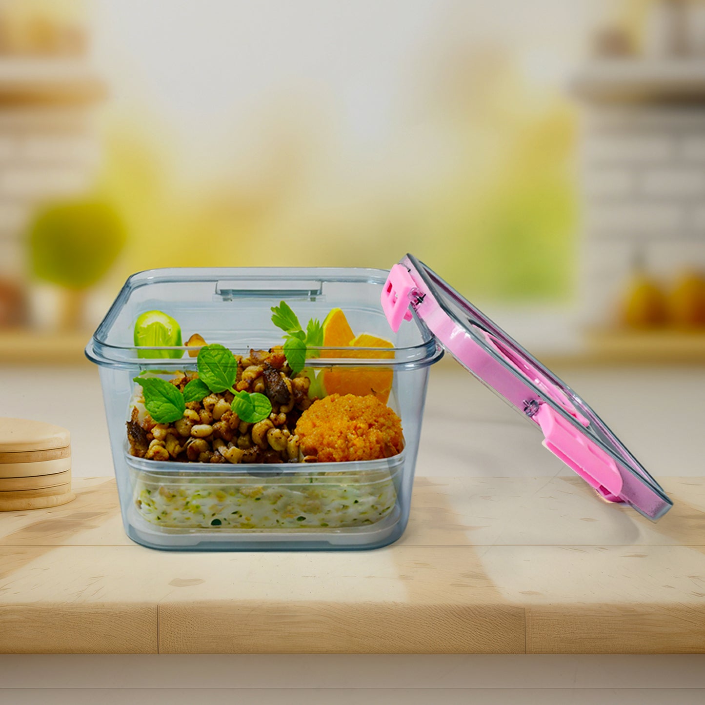 Clear Plastic Food Storage Container with Lid - 1400ml