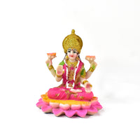 Beautiful Decorative Lakshmi Mata Idol Sitting On Lotus (1 Pc)