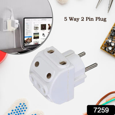 5-Way 2-Pin Multi Plug Socket Converter