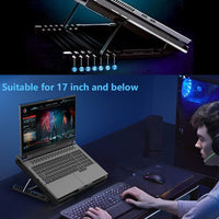 Laptop Cooling Pad with 2 Quiet LED Fans, Dual USB Ports, 7 Adjustable Heights