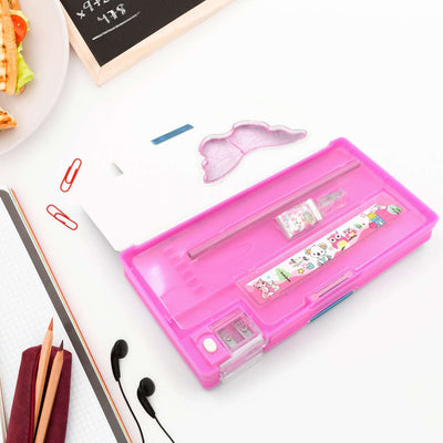Printed Pencil Case For Kidsmulti Compartment Compass Pencil Box With Sharpener Eraser Pencil  Scale School Supplies Pencil Compass Boxstationery Case (Pack Of 1) - second image
