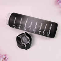 Plastic Black Motivational Water Bottle With Straw (900 Ml)