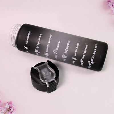 Plastic Black Motivational Water Bottle With Straw (900 Ml) - second image