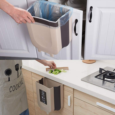 Hanging Trash Can For Kitchen Cabinet Door Small Collapsible Foldable Waste Bins Hanging Trash Holder For Bathroom Bedroom Office Car Portable. - second image