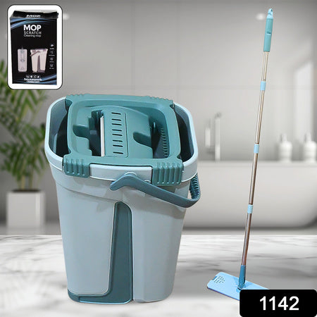Scratch Cleaning Mop With 2 In 1 Self Clean Wash Dry Hands Free Flat Mop - LootFaat