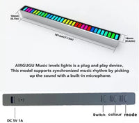 Smart RGB Rhythm Sound Bar – LED Music Ambient Light for Car, Desk & Gaming, 18 Colors, 9 Modes