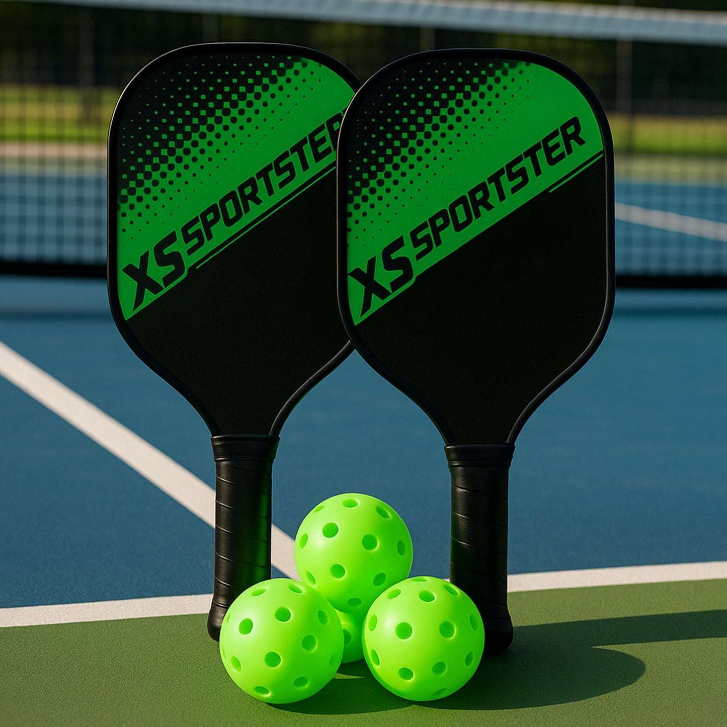 Outdoor Pickleball Paddle Set: 2 Paddles & 4 Balls for Beginners & Intermediates