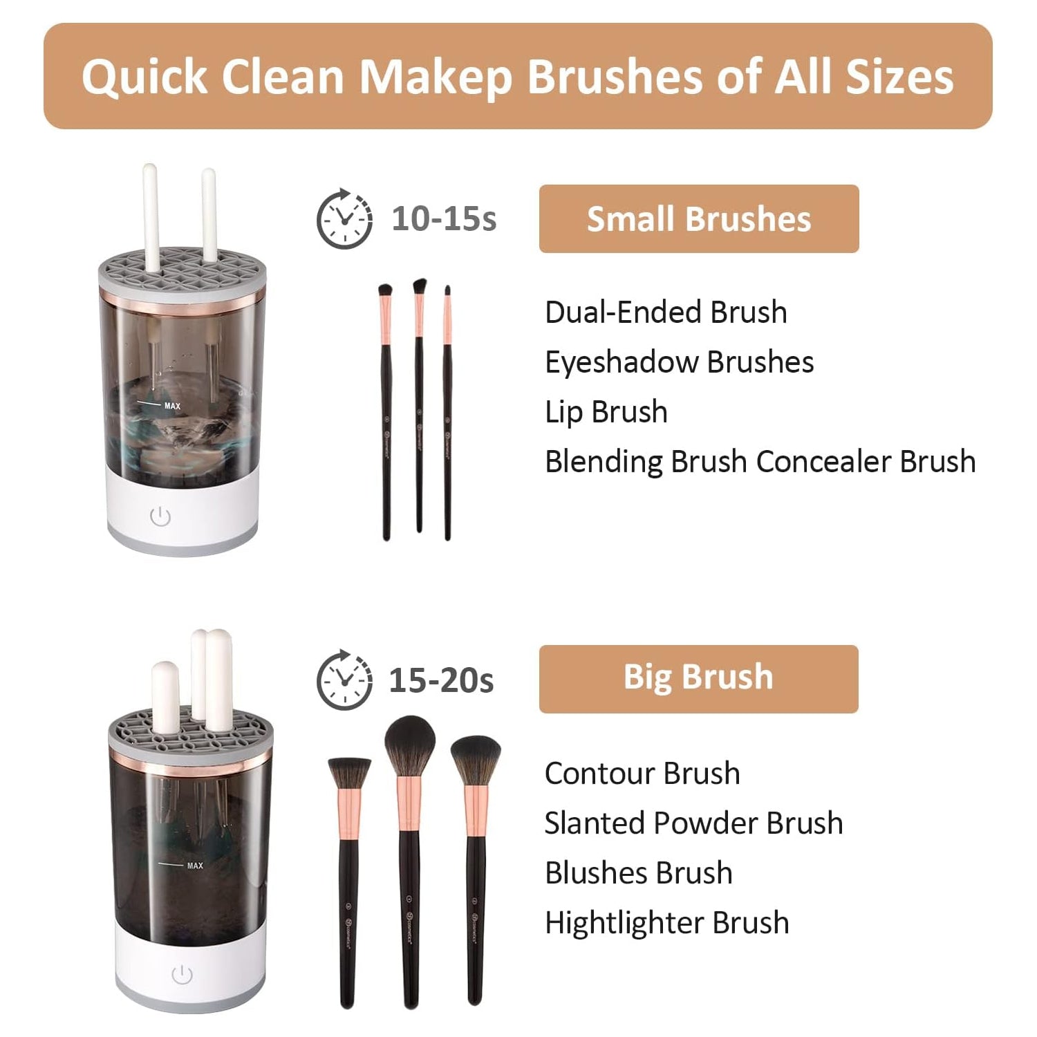 Automatic Makeup Brush Cleaner Fast Electric Brush Cleaner Hand Free Machine Super Clean Brush Washer  Brushes Organizer Tool (1 Pc) - LootFaat