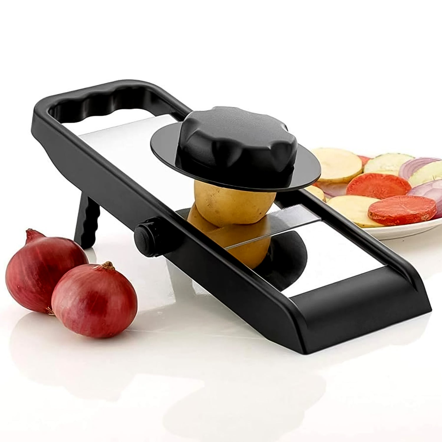 Adjustable Slicer Stainless Steel And Plastic Premium Multipurpose Potato  Onion Slicer And Grater (1 Pc) - LootFaat