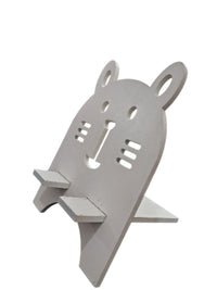 wooden white mobile holde