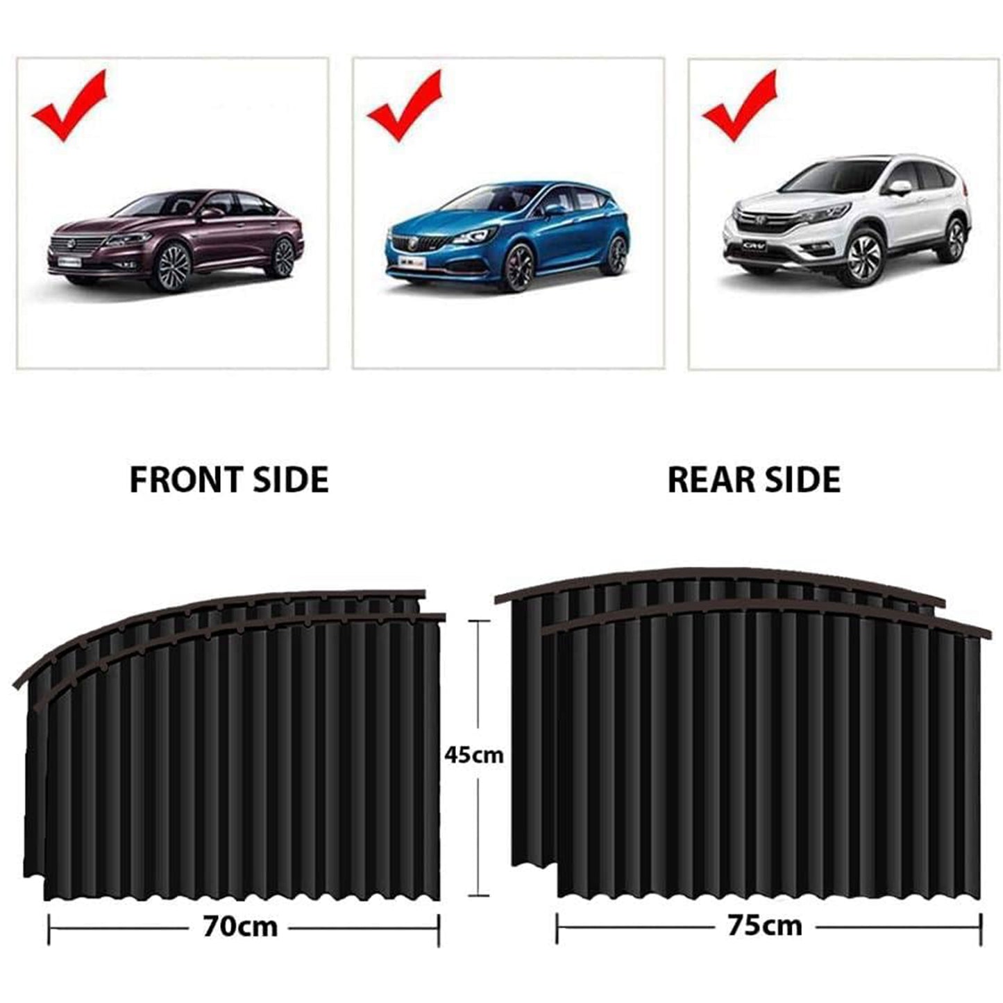 Car Window Curtains - Sun Shade Heat Protection - 4 Pcs Set