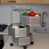 Premium 3-layer Hexagon Kitchen Storage Trolley With Wheels (1 Pc)