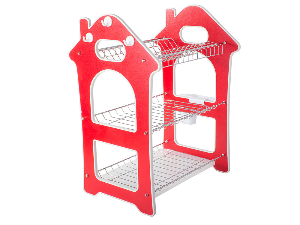 3-layer dish rack for organizing crockery and utensils