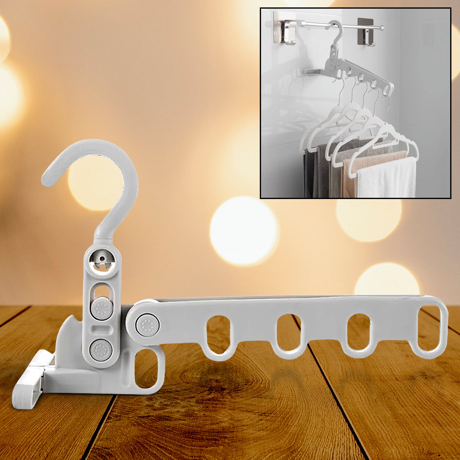 5holes Foldable Clothes Hanger Travel Clothes Hanger Multifunctional Clothes Hanger Space-saving Wall Holder Clothes Rack Robust Clothes Hanger For Travel Indoors. - LootFaat