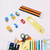 Pencil And Eraser Set Construction Truck Theme Stationery Kit Includes 6 Pencils 4 Erasers 1 Sharpener 1 Ruler Bookmark 1 Pencil Cap Stationary For Birthday Gifts For Kids Birthday Return Gifts (13 Pc Set)