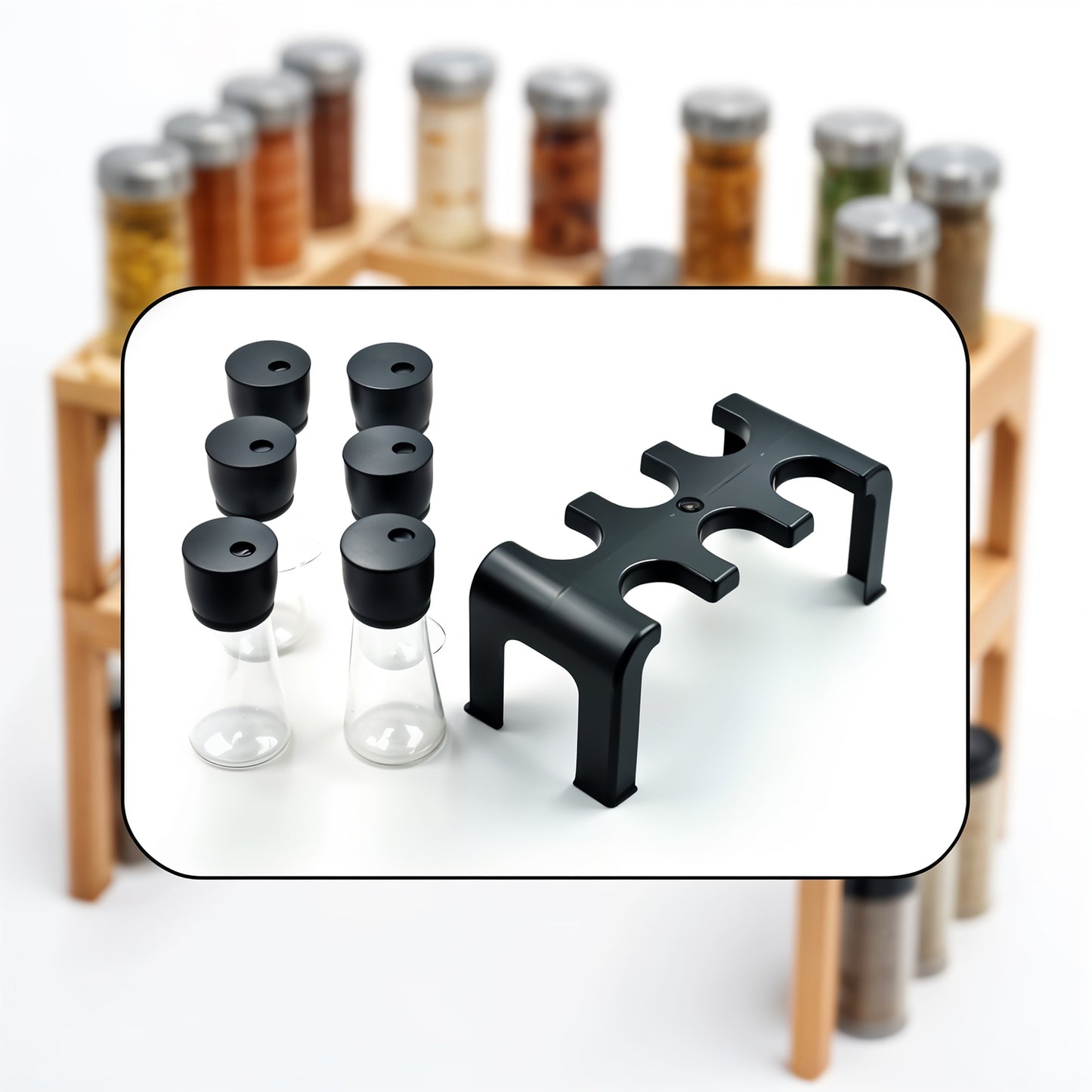 6-Piece Spice Jar Set with Rotating Stand