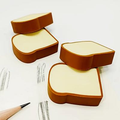 3d Toast Bread Shape Eraser For Kids Cartoons Erasers Toast Bread Erasers Bread Shaped Eraser For Students Gift Cute Fun Food Pencil Erasers For School Classroom Stationery For Boys  Girls (4 Pcs Set) - second image