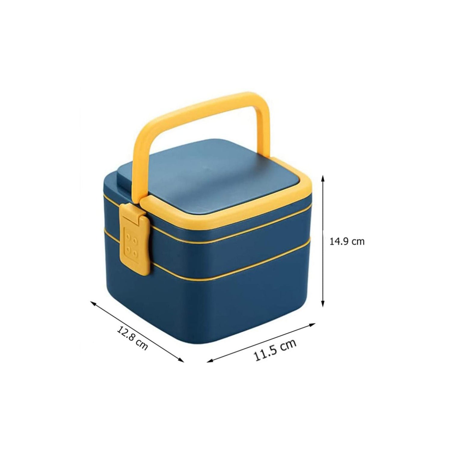 Blue Double-layer Portable Lunch Box Stackable With Carrying Handle And Spoon Lunch Box - LootFaat