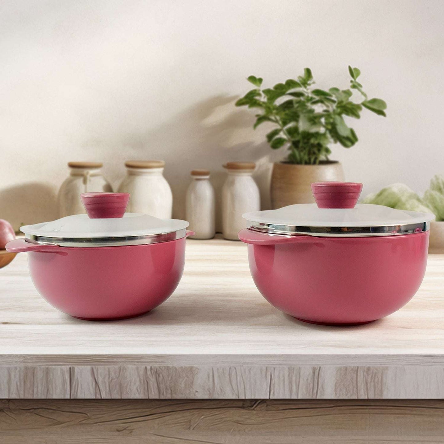 Apex Premium Plastic Serving Bowl Set with Lids (2 Piece)