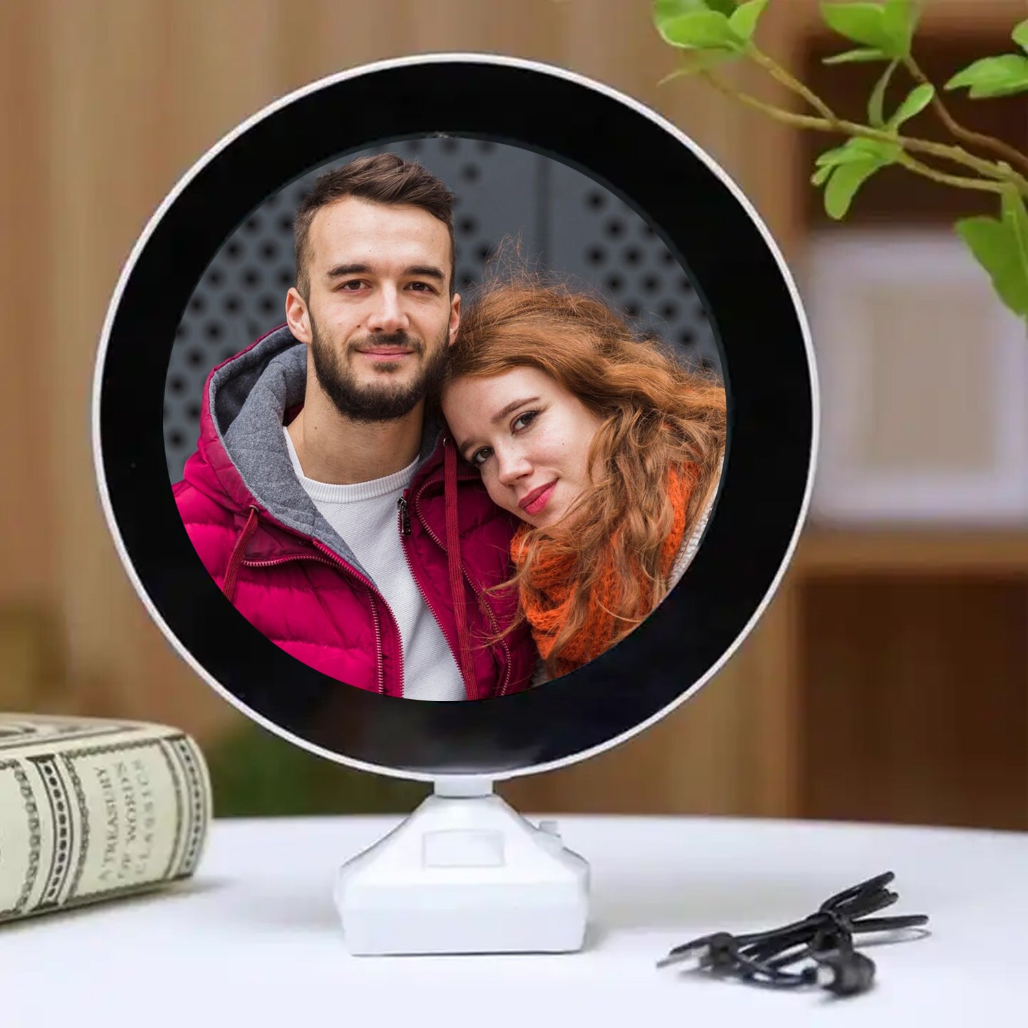 Plastic 2 In 1 Mirror Come Photo Frame With Led Light - LootFaat