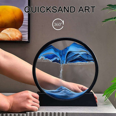 Moving Sand Art Picture Decor 3d Deep Sea Sandscape Liquid Motion Round Glass Frame Display Flowing Sand Relaxing Gift For Kids Adults Painting Artistic Sandscape For Home Office Ornament Desktop Art Bookshelves Decoration (1 Pc ) - second image