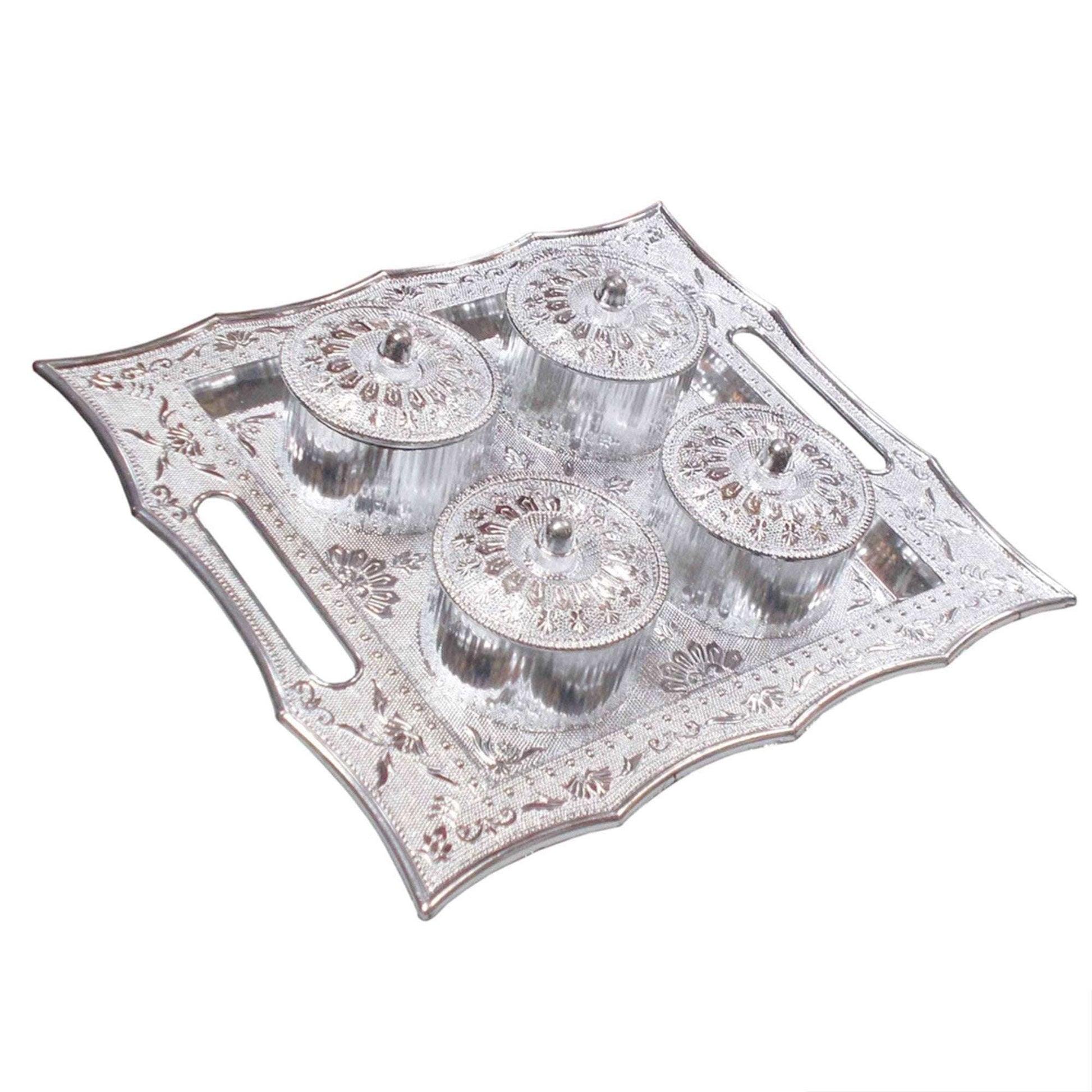 Dry Fruit Air Tight Bowls Tray With Lids 4 Section Snacks Mukhvas Dani - LootFaat