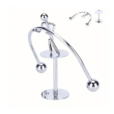 7850 Mini Steel Balance Toy Small Weightlifter Mold Desk Decor Metal Craft Perpetual Balance Art Education Motion Toy Figurine Home Office Decoration Birthday Gift (1 Pc) - second image
