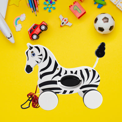 Zebra Pull Along Toy for Toddlers - Encourages First Steps - second image