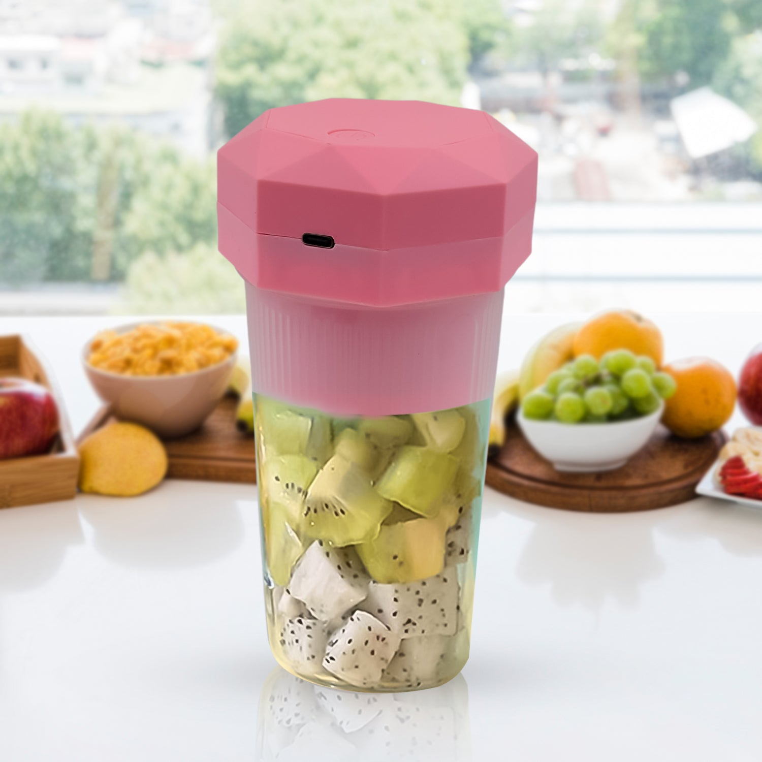 Portable Multifunctional Electric Juicer Cup Usb Juice Maker 6 Blade (350 Ml) - LootFaat