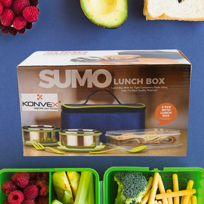 Sumo Lunch Box With Lunch Bag Plastic Lunch Box  Plastic Spoon Fork (2 Pc Set  With Lunch Box) - second image
