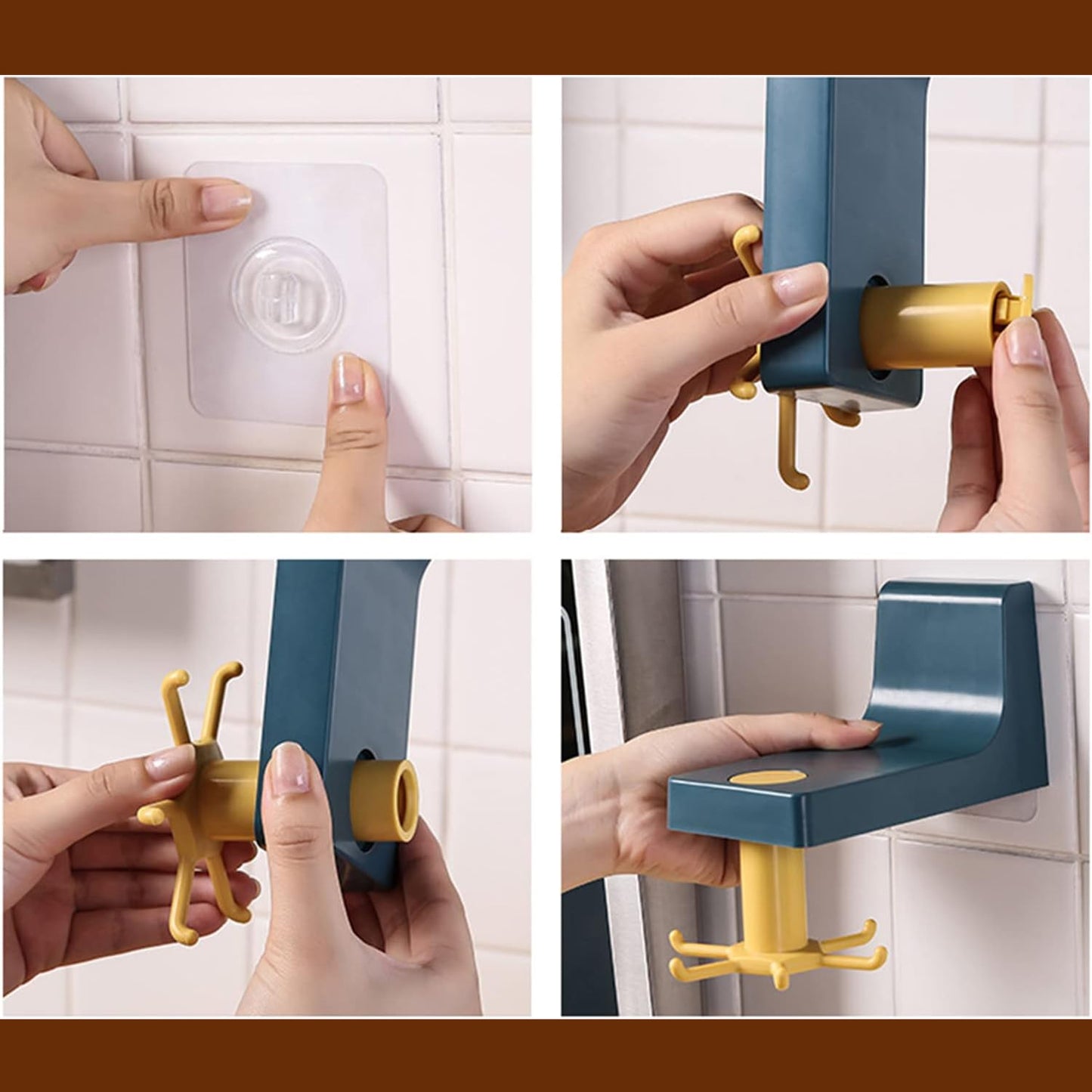 Rotating Wall Hook Hanger - 6 Claw, Self Adhesive, Heavy Duty